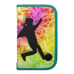 Footballeur sur la mosaïque fluorescente agenda folio