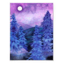 Forêt éclairée par la lune - copie d'art de paysag photos sur toile