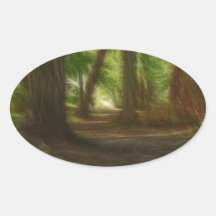 Forêt enchantée autocollants ovales
