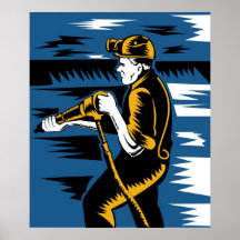 foret pneumatique de cric du mineur rétro poster