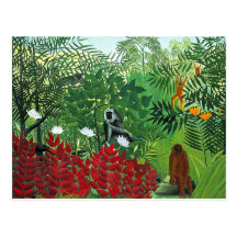 Forêt tropicale avec des singes carte postale