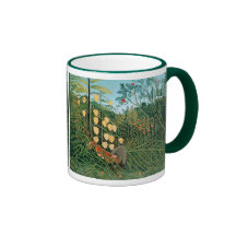 Forêt tropicale - tigre et Buffalo de lutte Tasses