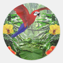 Forêt tropicale tropicale autocollants ronds