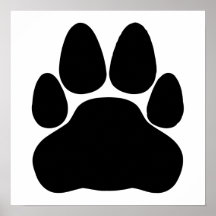 Forme d'empreinte de patte de chat noir posters