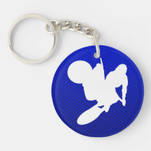 Fouet bleu de motocross porte-clefs