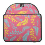 Fougères turquoises et jaunes sur le motif rose poche pour macbook