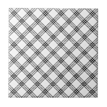 Four Bands Small Diamond - Black on White Tiles