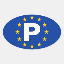 FOUR Portugal "P" European Union Oval Stickers