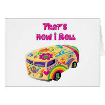 fourgon hippie rétro comment je roule carte de vœux