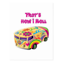 fourgon hippie rétro comment je roule cartes postales