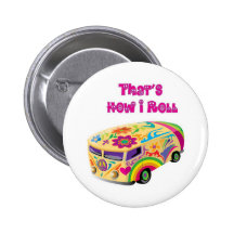 fourgon hippie rétro comment je roule pin's