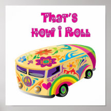 fourgon hippie rétro comment je roule posters