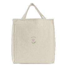 Fourre-tout brodé par tulipe rose sacs brodés