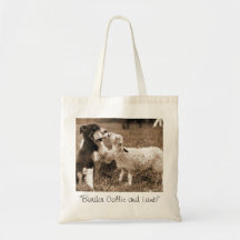 ~ Fourre-tout de "border collie et d'agneau " Sacs Fourre-tout