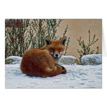 Fox dans la neige cartes de vœux