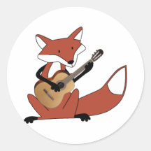 Fox jouant la guitare autocollant