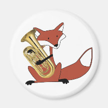 Fox jouant l'euphonium magnets pour réfrigérateur