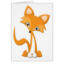 Fox mignon de bande dessinée cartes de vœux