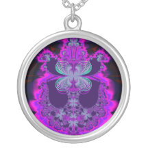 Fractale au néon de papillons pendentif
