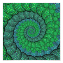 Fractale bleue et verte de plume de paon photo d'art