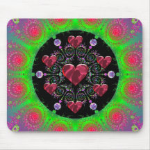 Fractale colorée Valentine Mousepad Tapis De Souris