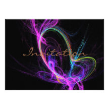 Fractale électrique rose invitation personnalisable