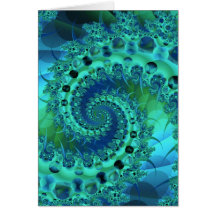 Fractale en spirale de Shell de turquoise Cartes De Vœux