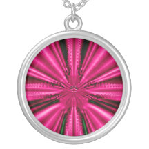 Fractale rose de tissu de brocard colliers