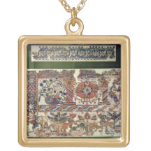 Fragment de textile dépeignant Jonas et la baleine Pendentif