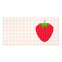 Fraise rouge sur le contrôle de guingan carte avec photo