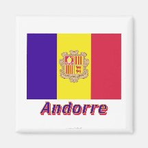 Français de Drapeau Andorre avec le nom en Aimants Pour Réfrigérateur