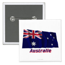 Français de Drapeau Australie avec le nom en Badges Avec Agrafe