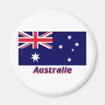 Français de Drapeau Australie avec le nom en Aimants