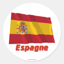 Français de Drapeau Espagne avec le nom en Adhésif Rond