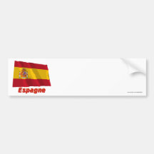Français de Drapeau Espagne avec le nom en Adhésifs Pour Voiture