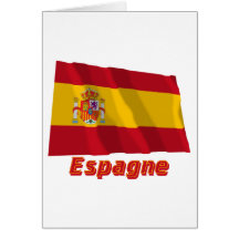 Français de Drapeau Espagne avec le nom en Carte De Vœux