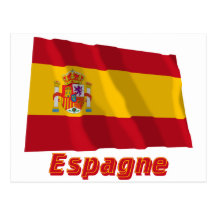 Français de Drapeau Espagne avec le nom en Cartes Postales