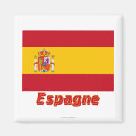Français de Drapeau Espagne avec le nom en Magnets Pour Réfrigérateur