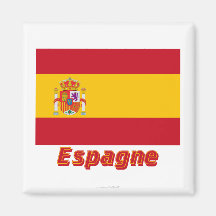 Français de Drapeau Espagne avec le nom en Magnets Pour Réfrigérateur
