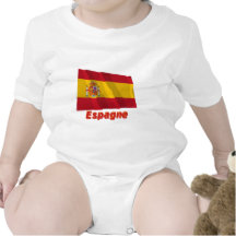 Français de Drapeau Espagne avec le nom en T-shirts