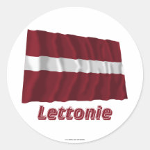 Français de Drapeau Lettonie avec le nom en Autocollant