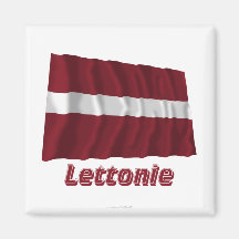 Français de Drapeau Lettonie avec le nom en Magnets