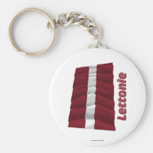 Français de Drapeau Lettonie avec le nom en Porte-clés