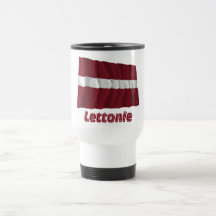 Français de Drapeau Lettonie avec le nom en Tasses À Café