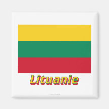 Français de Drapeau Lituanie avec le nom en Magnets Pour Réfrigérateur