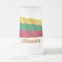 Français de Drapeau Lituanie avec le nom en Tasses À Café