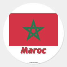 Français de Drapeau Maroc avec le nom en Autocollants