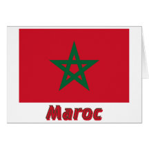 Français de Drapeau Maroc avec le nom en Carte De Vœux