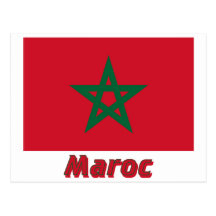 Français de Drapeau Maroc avec le nom en Cartes Postales