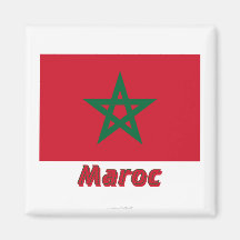 Français de Drapeau Maroc avec le nom en Magnets Pour Réfrigérateur